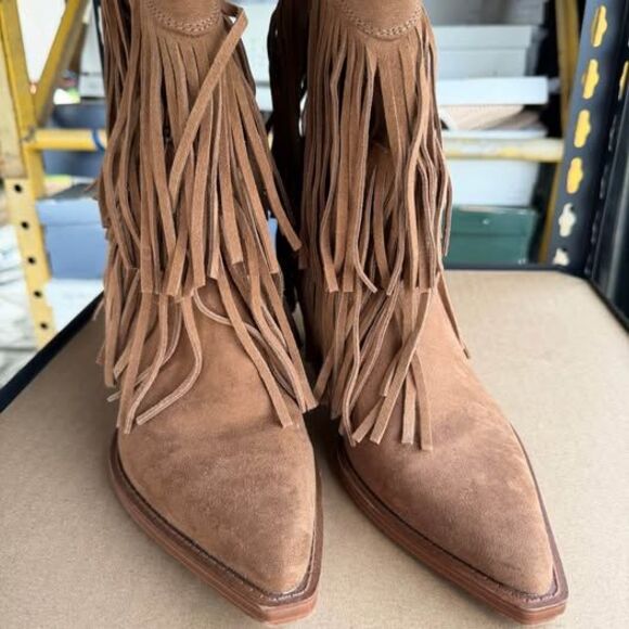 Brown Fringe Western Cowboy Boots - Picture 2 of 4